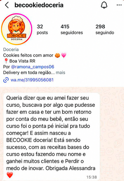 Depoimento real de cliente ou aluna